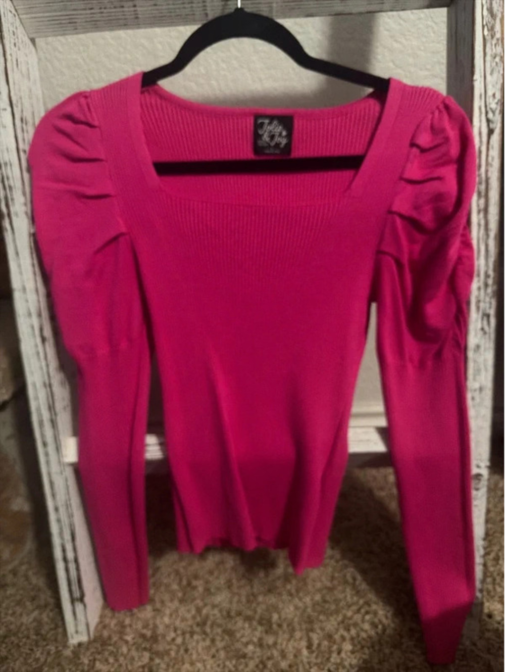 Pink Puff Sleeve Sweater